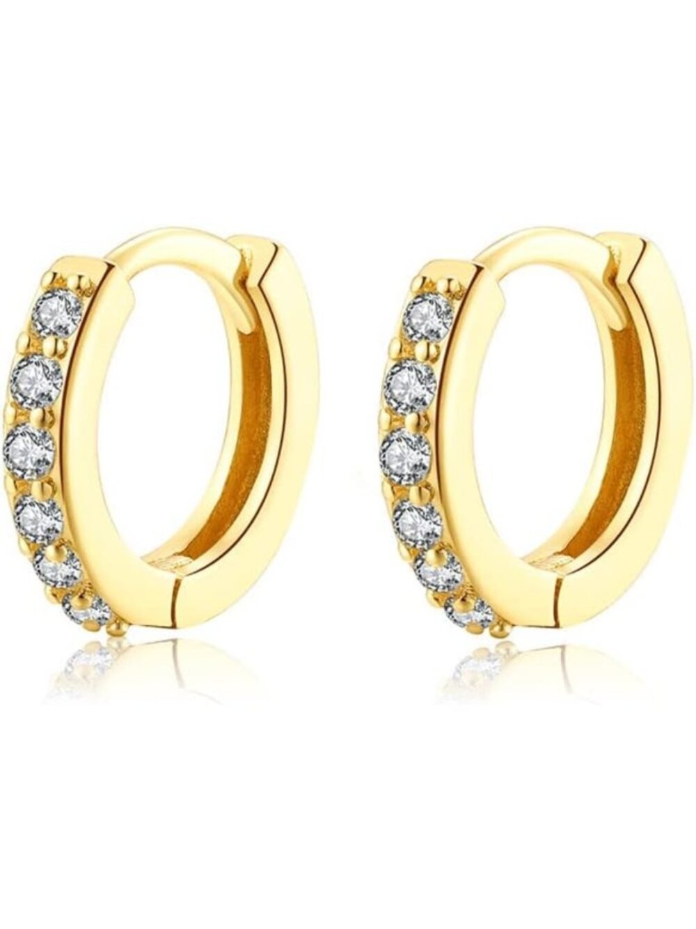 Sparkling CZ Pave Huggie Hoop Earrings - Tiny Mini Cartilage Style, Gold/Silver
